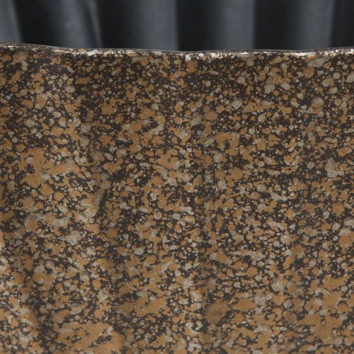 Floristik24 Jardinière ovale rainurée anthracite doré 41,5×16×16cm