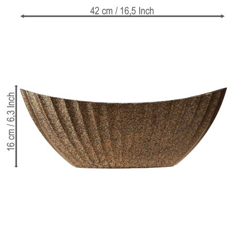 Floristik24 Jardinière ovale rainurée anthracite doré 41,5×16×16cm