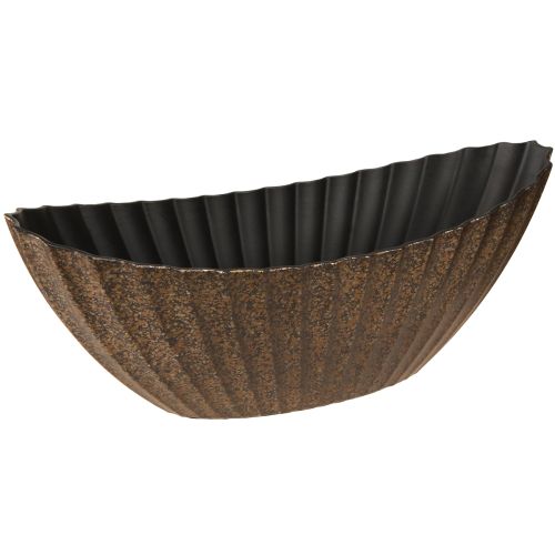 Jardinière à rainures ovale bateau anthracite or 36cm