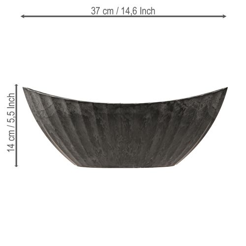 Article Jardinière à rainures ovale bateau anthracite 36cm