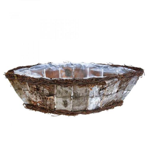 Article Bol à plantes ovale jardinière écorce de bouleau vignes 36x13x12cm