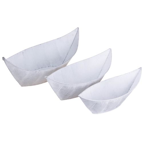 Article Jardinière bateau métal blanc argenté 54,5/48/42 cm lot de 3
