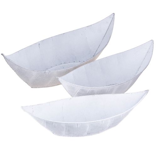 Article Jardinière bateau métal blanc argenté 54,5/48/42 cm lot de 3