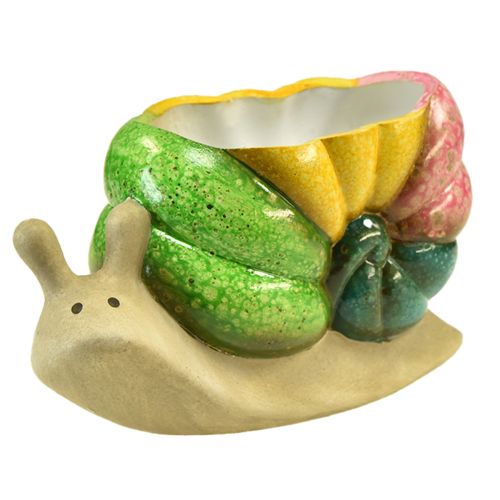 Article Pot de plante décoratif en forme d&#39;escargot, pot de fleur en céramique coloré 19 × 8,5 × 11 cm