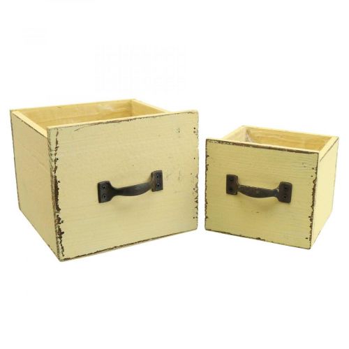 Floristik24 Jardinière bac à plantes bois jaune 12,5/16cm lot de 2