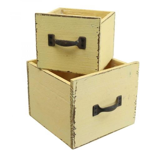 Jardinière bac à plantes bois jaune 12,5/16cm lot de 2