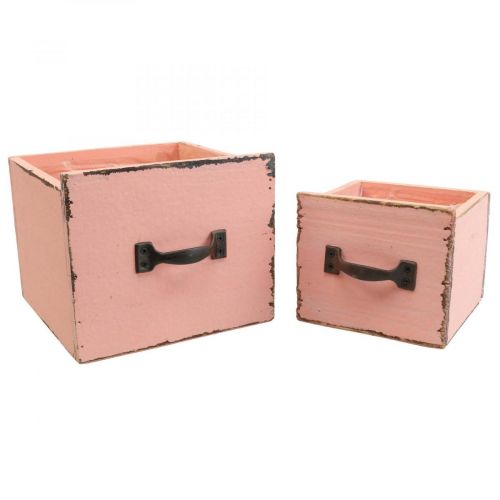 Bac à plantes tiroir bois Pêche 12,5/16cm lot de 2
