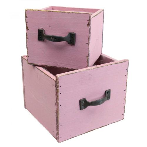 Floristik24 Jardinière bac à plantes bois rose 12,5/16cm lot de 2