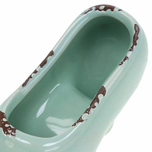 Floristik24 Chaussure de planteur pour femmes en céramique turquoise, vert, bleu gris assorti 14 × 5cm H7cm 6pcs