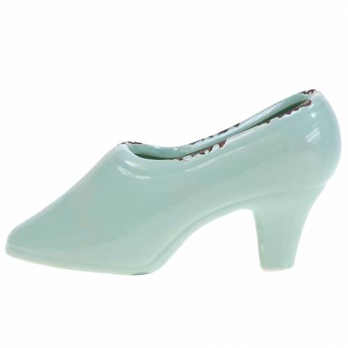 Floristik24 Chaussure de planteur pour femmes en céramique turquoise, vert, bleu gris assorti 14 × 5cm H7cm 6pcs