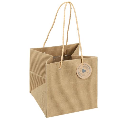 Floristik24 Sacs à plantes en papier nervuré naturel 14x14x13,5cm 8 pcs