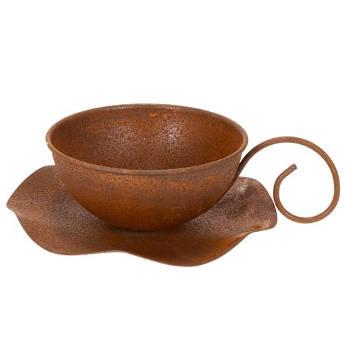 Pot de fleurs avec soucoupe, finition rouille, Ø 19,5 cm, H 8 cm | Floristik24.fr