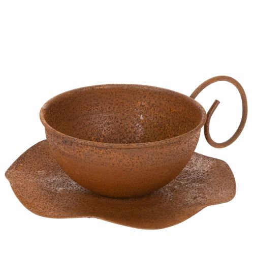 Pot et soucoupe vintage couleur rouille, Ø 17,5 cm H 6 cm