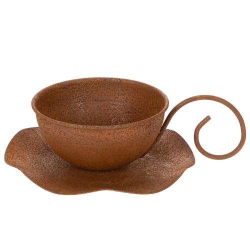 Pot et soucoupe vintage couleur rouille, Ø 17,5 cm H 6 cm | Floristik24.fr