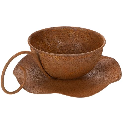 Pot et soucoupe vintage couleur rouille, Ø 17,5 cm H 6 cm | Floristik24.fr