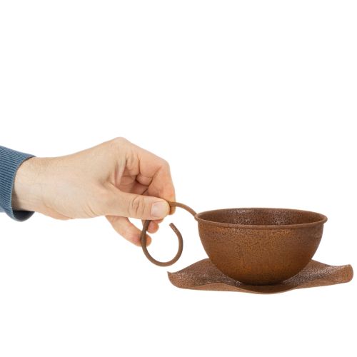 Pot et soucoupe vintage couleur rouille, Ø 17,5 cm H 6 cm | Floristik24.fr