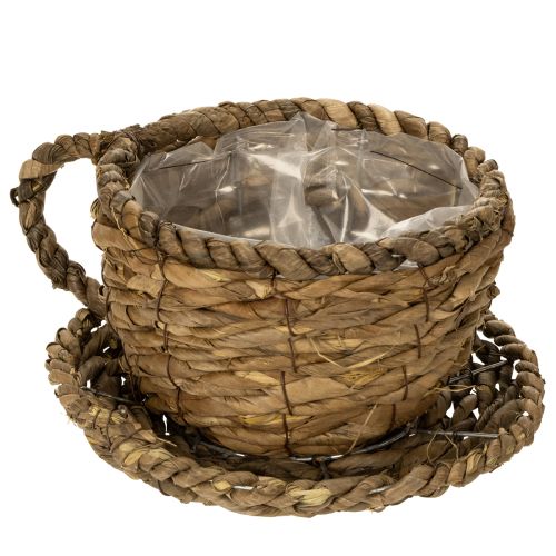 Article Pot de plantation avec soucoupe, petit panier de plantation en paille, Ø17cm H13cm