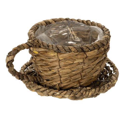 Article Pot de plantation avec soucoupe, petit panier de plantation en paille, Ø17cm H13cm