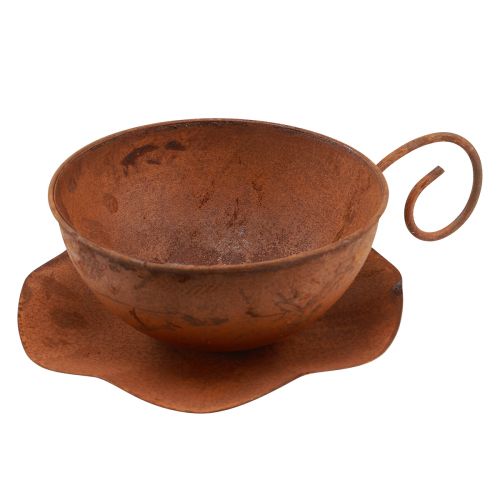 Floristik24 Cache-pot avec soucoupe cache-pot rouille Ø19,5cm H8cm