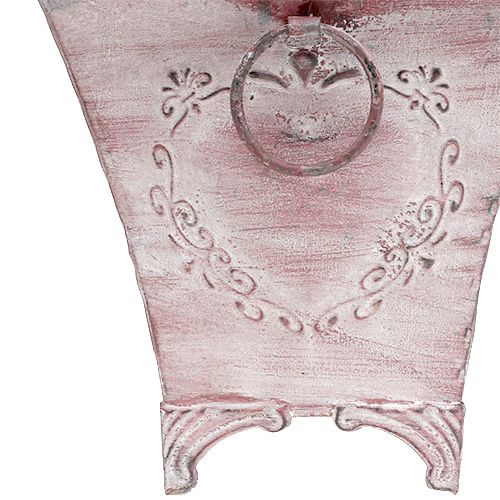 Floristik24 Cache-pot en tôle carré rose 16,7cm x 16,7cm H16,5cm