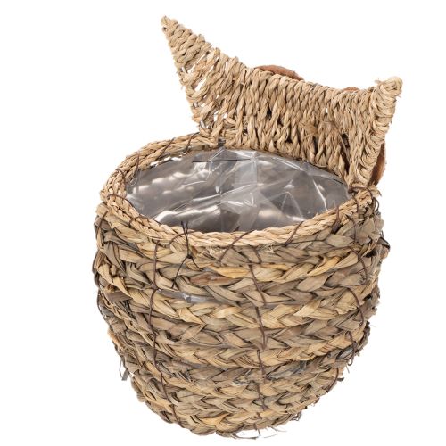 Panier décoratif en forme de chouette en jacinthe d'eau tressée 18 cm | Floristik24.fr