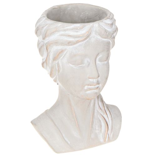 Cache-pot buste féminin vintage en pierre reconstituée H20cm
