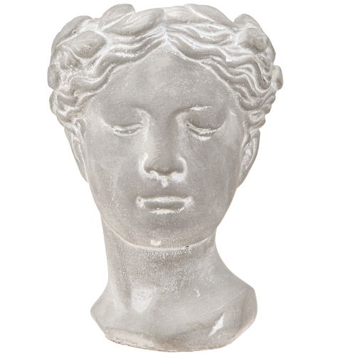 Article Cache-pot tête de femme jardinière décorative blanc lavé 15×16×21cm