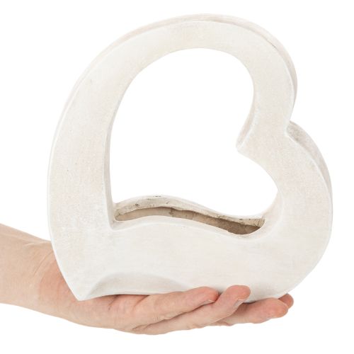 Cœur décoratif ouvert 19 cm en blanc pour compositions florales et plantes | Floristik24.fr
