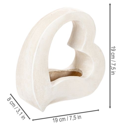 Cœur décoratif ouvert 19 cm en blanc pour compositions florales et plantes | Floristik24.fr