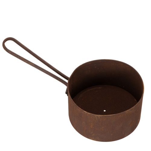 Pot de fleurs en métal, jardinière, bac couleur rouille, objet décoratif, Ø 20 cm H 11 cm | Floristik24.fr