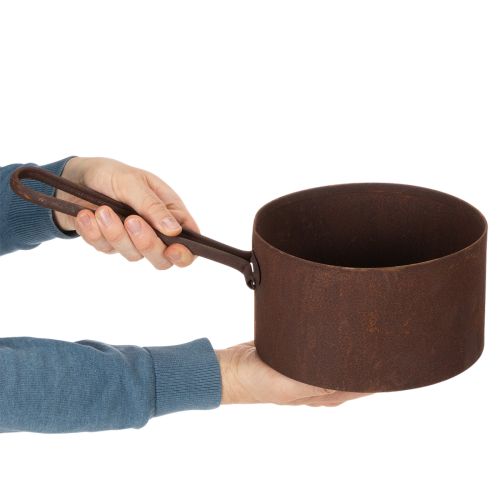 Pot de fleurs en métal, jardinière, bac couleur rouille, objet décoratif, Ø 20 cm H 11 cm | Floristik24.fr