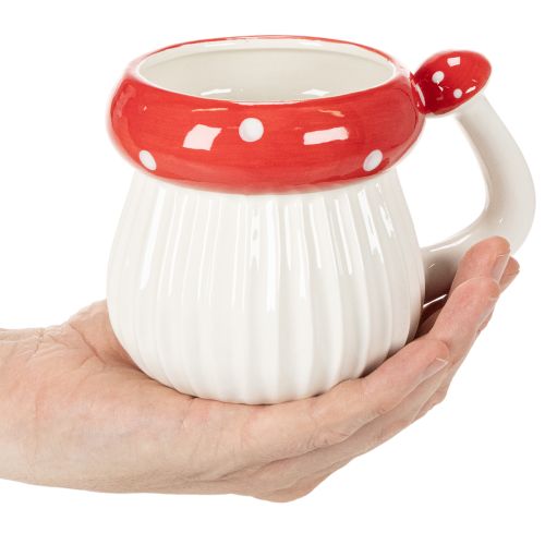 Tasse décorative en céramique motif champignon rouge et blanc 10 cm | Floristik24.fr
