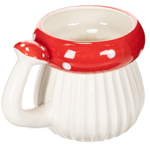 Tasse décorative en céramique motif champignon rouge et blanc 10 cm | Floristik24.fr