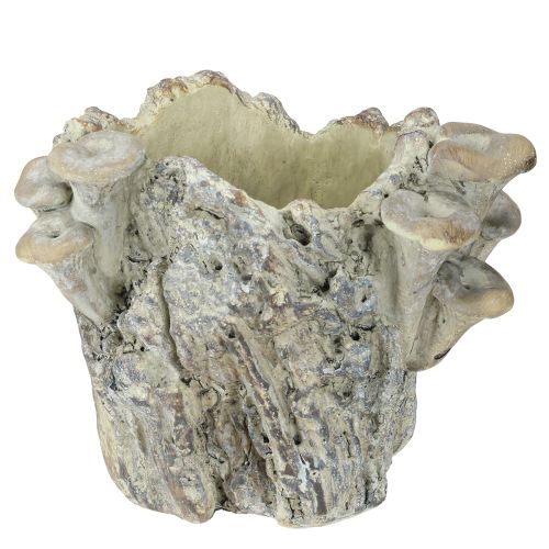 Pot de fleurs en pierre moulée avec souche d&#39;arbre en forme de champignons 16 cm