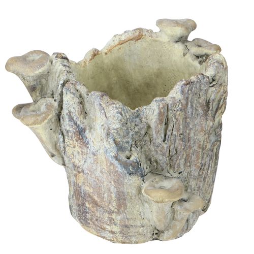 Article Pot de fleurs en pierre moulée avec souche d&#39;arbre en forme de champignons 16 cm