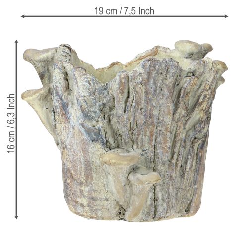 Article Pot de fleurs en pierre moulée avec souche d&#39;arbre en forme de champignons 16 cm