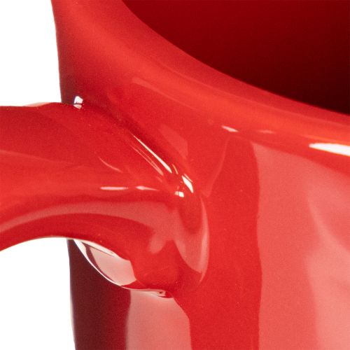 Tasse décorative rouge avec soucoupe intégrée en céramique 17 cm | Floristik24.fr