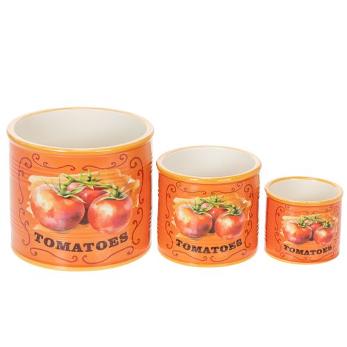 Article Ensemble de 3 pots à tomates décoratifs en céramique pour la cuisine et un style rétro, 14 cm.