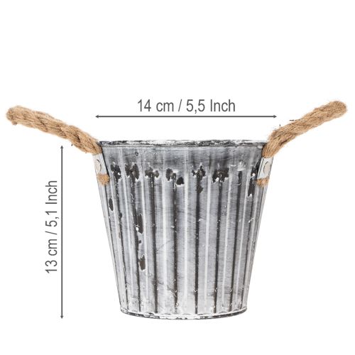 Pot de fleurs avec poignées, jardinière en métal, pot décoratif pour plantation Ø14,5 cm | Floristik24.fr