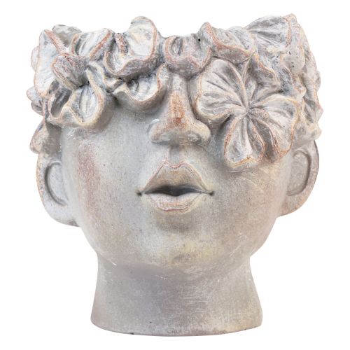 Article Cache-pot visage jardinière buste aspect béton H14cm