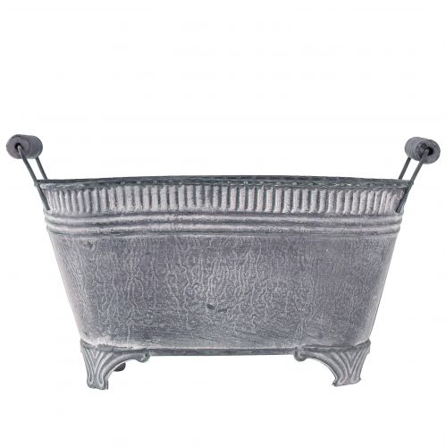 Floristik24 Cache-pot Pot de Fleur Ovale Pied Métal Violet Blanc L28cm
