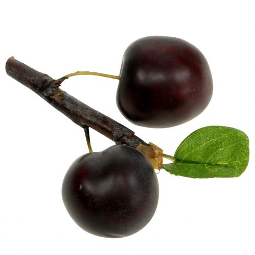 Floristik24 Branche de prune artificielle avec 2 prunes 12cm