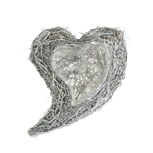 Floristik24 Coeur de plante vigne blanche L30cm l23cm 2 pcs