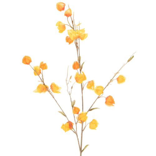 Branche artificielle de Physalis avec fleurs 95 cm en plastique et tissu orange