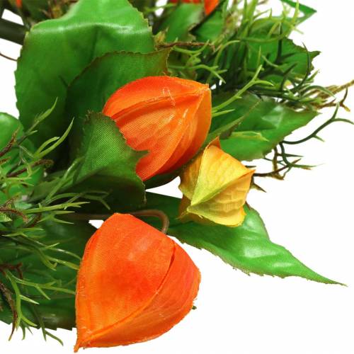 Floristik24 Couronne de Physalis artificielle orange, verte Ø28cm décoration automne