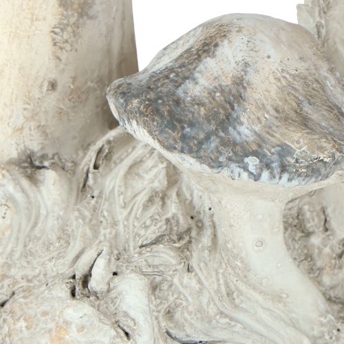 Article Décoration champignon en pierre moulée grise blanchie à la chaux 21,5 × 18 × 22 cm
