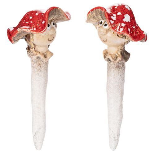 Set de 2 figurines décoratives champignon rouge fille et garçon en céramique 13 cm acheter | Floristik24.fr