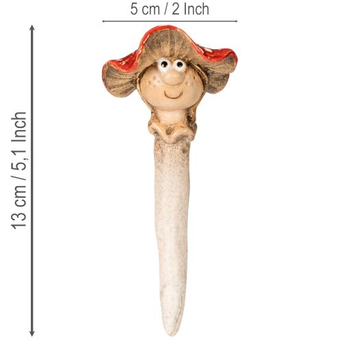 Set de 2 figurines décoratives champignon rouge fille et garçon en céramique 13 cm | Floristik24.fr