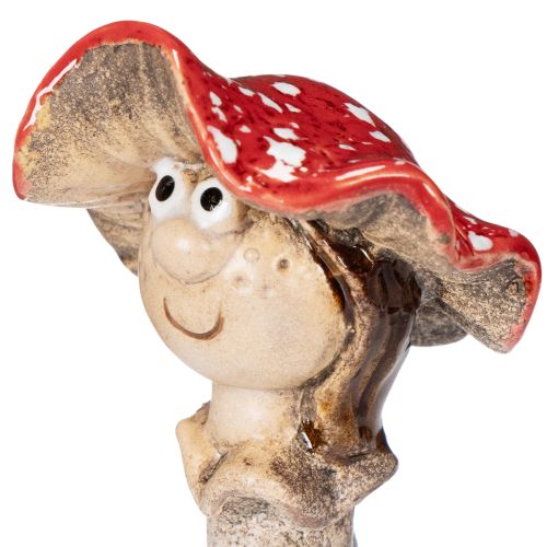 Set de 2 figurines décoratives champignon rouge fille et garçon en céramique 13 cm | Floristik24.fr