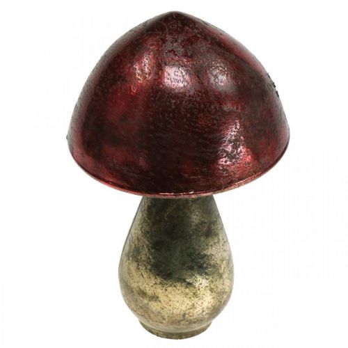 Article Champignon Décoratif Rouge Grand Verre Décoration Automne Ø14cm H23cm